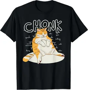 Fat Cat Chonk Scale Chonky Meme Chonker Cat T-Shirt Pure Cotton Graphic Tees Menswear Top: Gifts for Men & Women, Natural, Shortsleeve