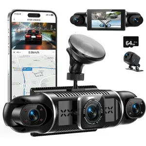 4 Channel 360° Coverage - Front 4K + Triple 1080P HD Car Camera Built-in WiFi Car Camera with App, G-Sensor/Night Vision/Parking Mode/Loop Recording Free 64GB SD Card,cars accessories,car stuff