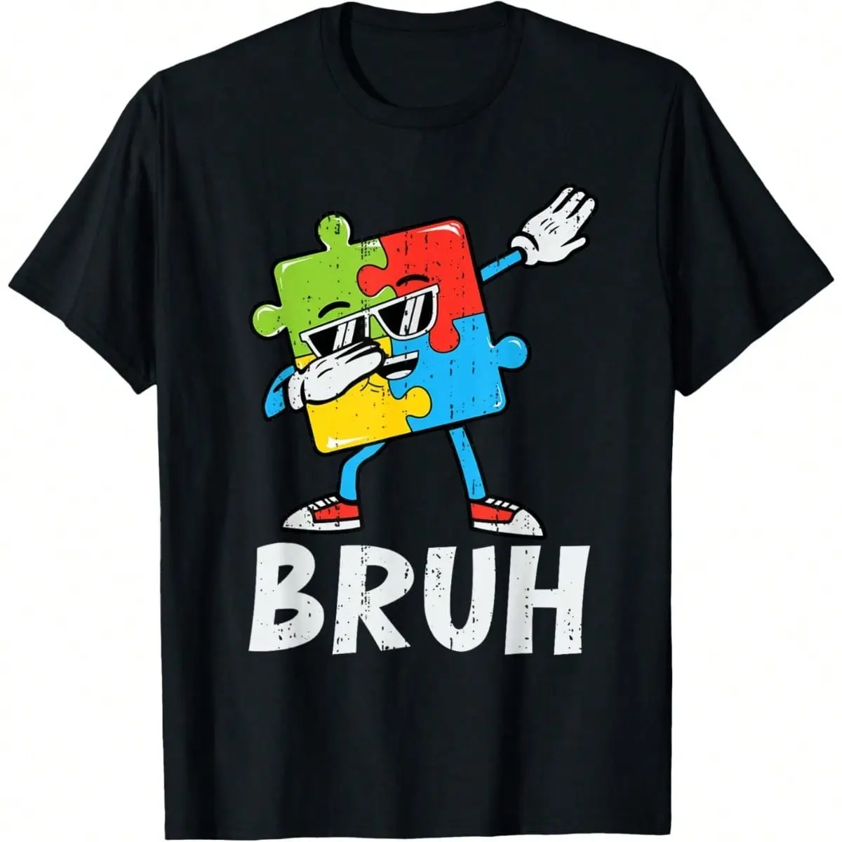 4th of July TeeFunny Dabbing Summer T Shirt, Autism Awareness Graphic Tees, Round Neck Short Sleeved Tops Men Clothing Casual Tee Gift For Him Her Black MenswearGraphicTee