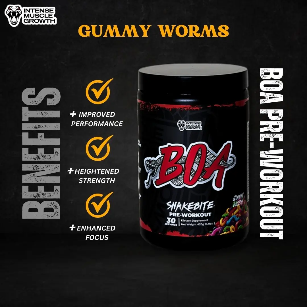 BOA Snakebite Pre-Workout - Gummy Worms Powder - 350mg - 30 Servings Edible Supplement