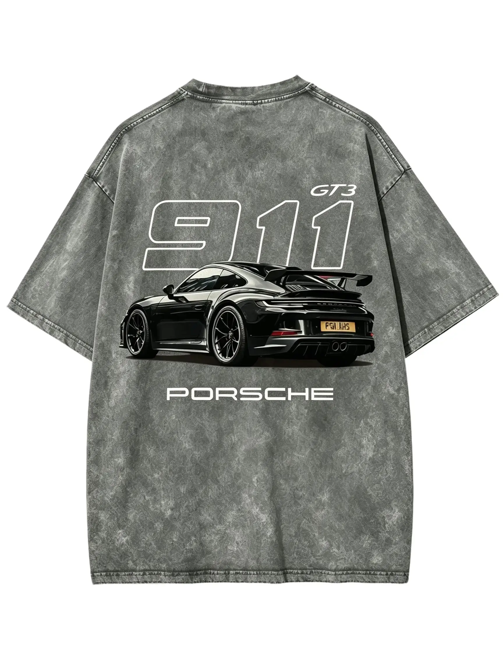 [BT] 911 GT3 Racing Tshirt Unisex Fit Washed Cotton T-Shirt Oversize Menswear Tops  Streetwear Round Neck shirt,  Heavyweight Vintage Washed Grey Porsche 911 GT3 Graphic T-Shirt,Retro German Supercar Track Day Streetwear Tee