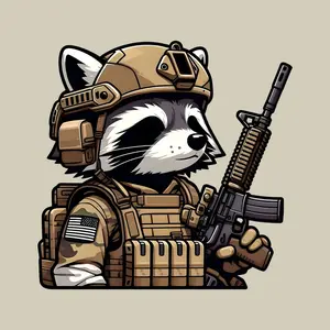 Tactical Raccoon Sticker, Cute Military Animal Vinyl Decal, Funny Combat Operator Raccoon Art, Tactical Gear Sticker