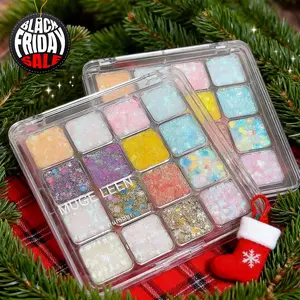 1 Box of 16 Color Glitter Eyeshadow Palette, Shimmer Pigment Palette, Shimmer Sparkle Palette, Mermaid Makeup Shimmer Eye Shadow, Long-Lasting Waterproof, Perfect for Christmas Halloween Party