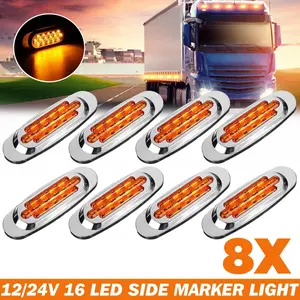 8/4X 16LED 12-24V LED Side Marker Light Position Side Lights Universal For Truck Trailer-Amber / White / Red / Blue / Green