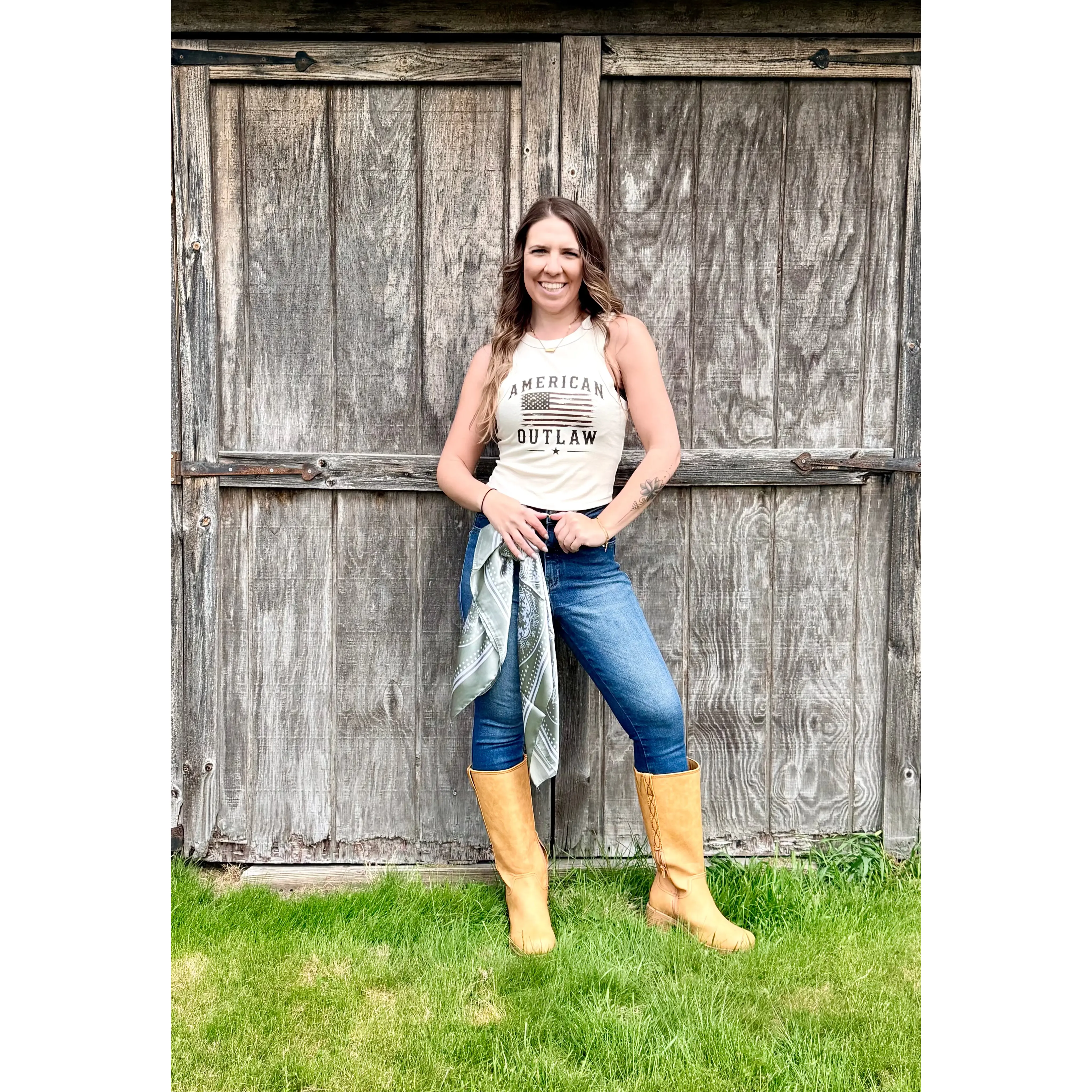 American Outlaw Ribbed Racerback Tank