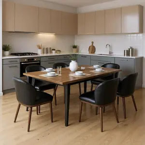 PU Leather Dining Chairs Set of 6,Kitchen Chair with Wooden Legs,Fabric Comfortable Seat Accent Chairs for Dining Room,Kitchen,Living Room,Easy Assembly,Black