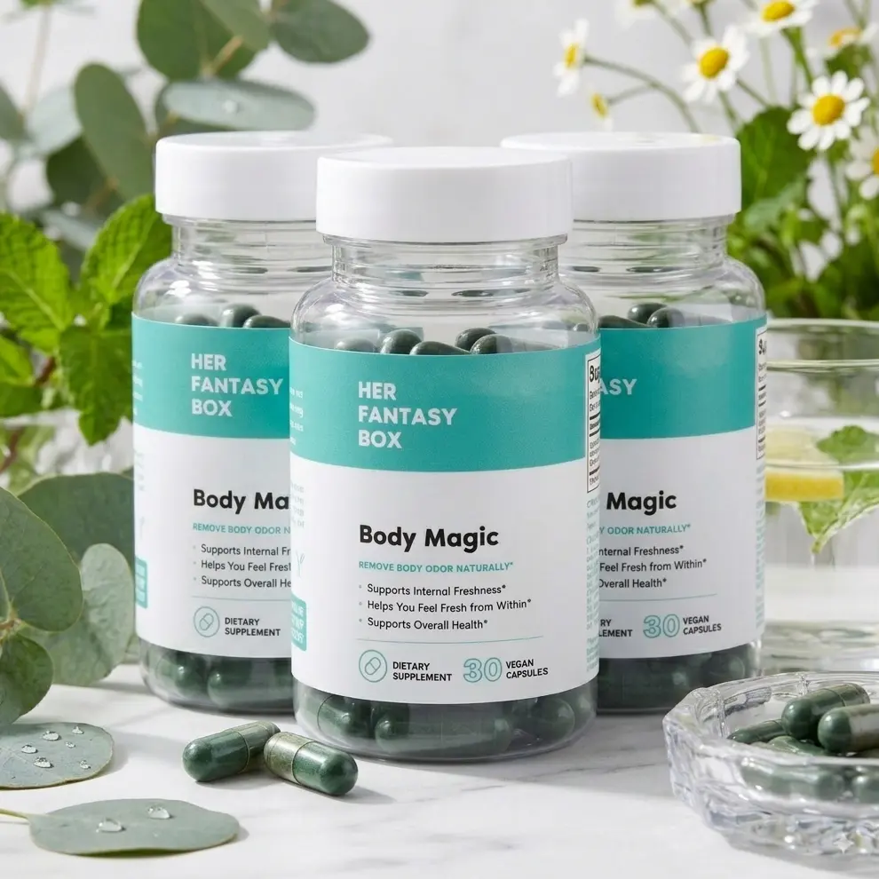 1 - 3 Pack Body Magic Chlorophyll Capsules, Vegan Detox & Digestion Support, Supports Gut & Skin Health, Natural Energy Support, 30 Capsules