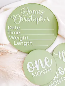 Custom Acrylic Round Baby Monthly Milestones Markers, Custom Milestones Cards, Monthly Milestone Disc Baby, Baby Monthly Photo, Baby Name Sign Gift for New Mom