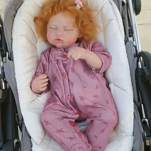 Realistic Reborn Baby Dolls 18inch 45cm Sleeping Newborn Baby Dolls with Rooted Curly Hair,Lifelike Handmade Cloth Body Real Life Baby Doll Vinyl Baby Reborn Toddler Christmas Baby Doll for Kids Age 3+