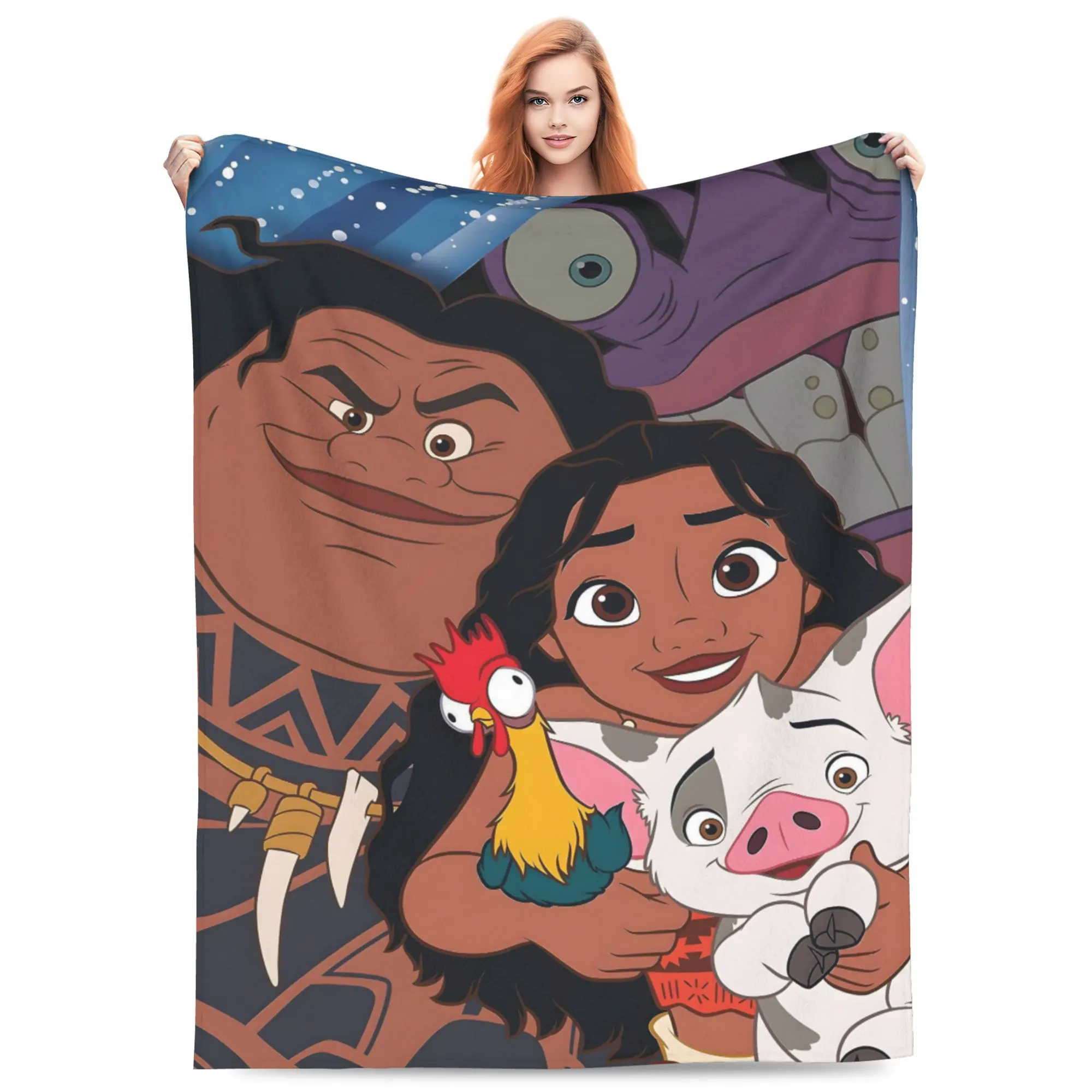 DISNEY CLASSIC Moana Throw Blanket, Flannel Blanket, Soft Cozy Plush Fleece Blanket for Couch Bed Sofa, Moana Gifts for Kids and Adults
