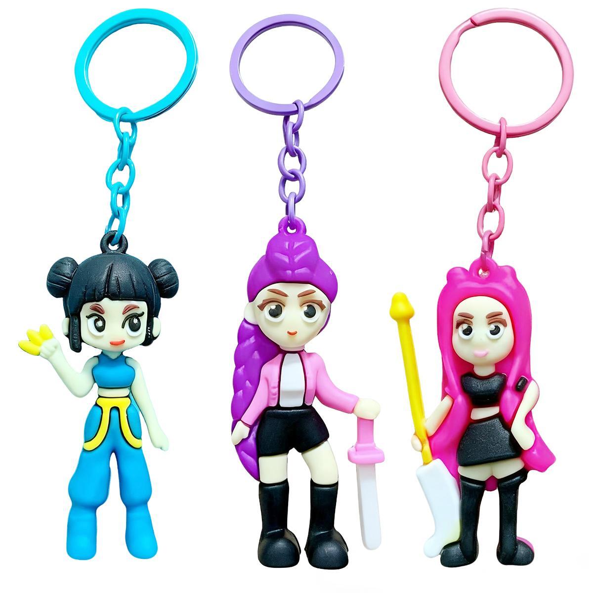 Demon Hunters Keychain Set – Cute Doll Figurine Collectible, Merch for Fans, Bag Charm, Toy & Gift for Anime and K-Pop Demon Hunters Enthusiasts