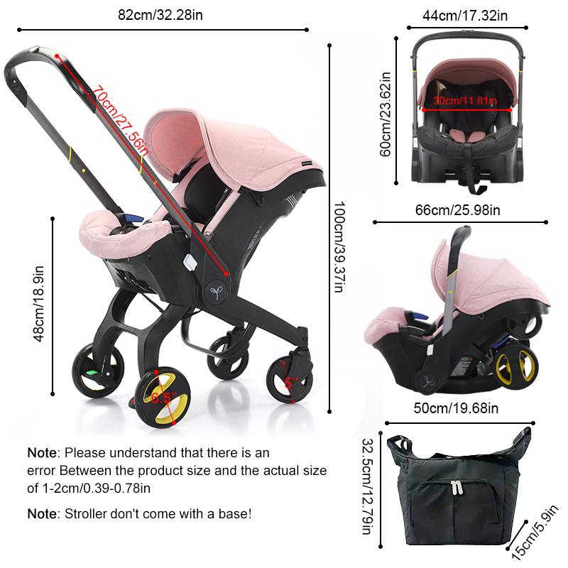 (No Base)Baby Stroller For Newborn,Convenient Attached Storage Bag,With A Sunshade,The Wheels Can Be Locked,The Handlebars Can Be Adjusted In Both The Forward And Reverse Directions