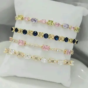 High-Quality Laminated Bracelets with Assorted Color Stones Variety of Brazaletes in Multiple Colors