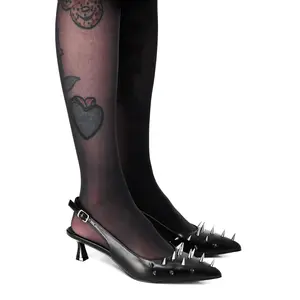 Spiked Sling Back Kitten Heel