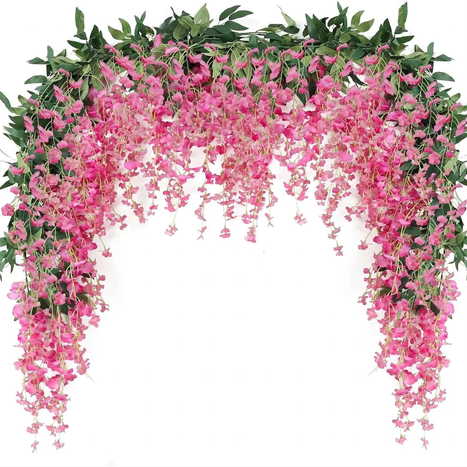3 Piece 7 Foot Artificial Vine Flower Ring, 12 Stem Fake Ivy Garland, Artificial Hanging Plants, Outdoor Indoor Wedding Wall Bedroom Decor, Faux Flower Decoration, Durable & Vibrant Decoration