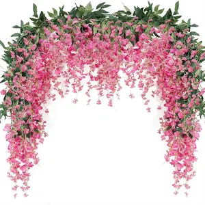 3 Piece 7 Foot Artificial Vine Flower Ring, 12 Stem Fake Ivy Garland, Outdoor Indoor Wedding Wall Bedroom Decor, Durable & Vibrant Decoration