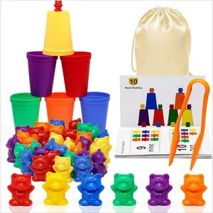 P-ITC91   Counting Bears with Matching Sorting Cups, Preschool Learning Toys Color Recognition and Math Learning Games, STEM Educational Toy Gift for Kids Age 3 4 5 Year Old Boys Girls