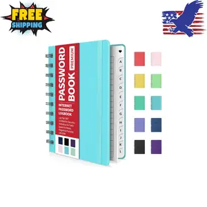 Password Book with Individual Alphabetical Tabs, 4"x5.5" Small Password Notebook Sky Blue