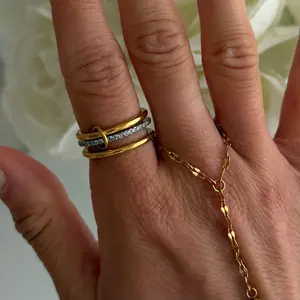 EVRY JEWELS Gold or Silver Plated Women's Hypoallergenic Viral Stacked Rings