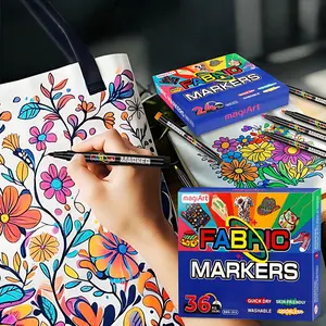 Fabric Markers Permanent for Clothes,12/24/36 Colors Dual Tip with Fine and Chisel Tips Paint Pens for Clothing Canvas Tote Bags T-Shirt and Shoes
