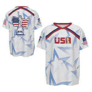 USA 2026 World Cup Soccer Jersey, V-neck Casual Soccer Enthusiast Apparel, Statue of Liberty & USA Map Graphic Soccer Jersey, Soccer Lover and Player Gift