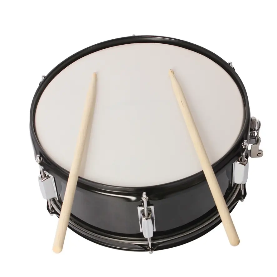 Portable Metal Marching Snare Drums Kit with Drumsticks, Strap, Tuning Wrench, for Students, School Band Music Training and Performance