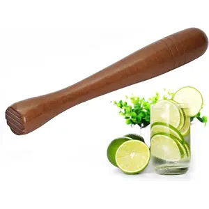 7.6" Brown Wooden Muddler for Cocktails Durable Wood Ice Crusher Stylish Wooden Mojito Muddler Bar Tool Handy Cocktail Muddler Perfect Masher Kitchen Tool for Garlic Avocado Herbs and Fruits