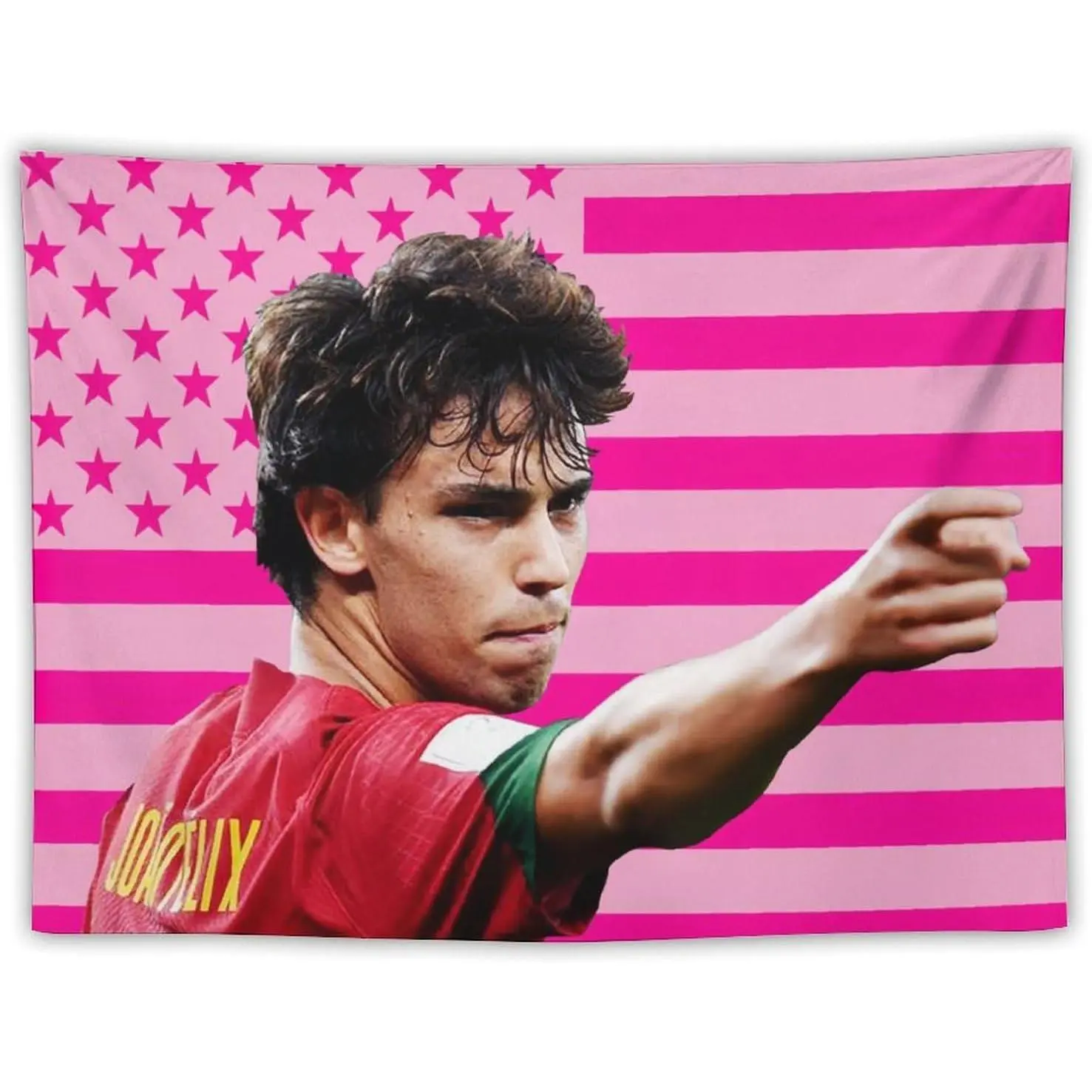 Funny Joao Celebrity & American Pink Flags Wall Tapestry, Beach Home Aesthetic Decor, Felix Merch for Dorm Bedroom Home Supplies