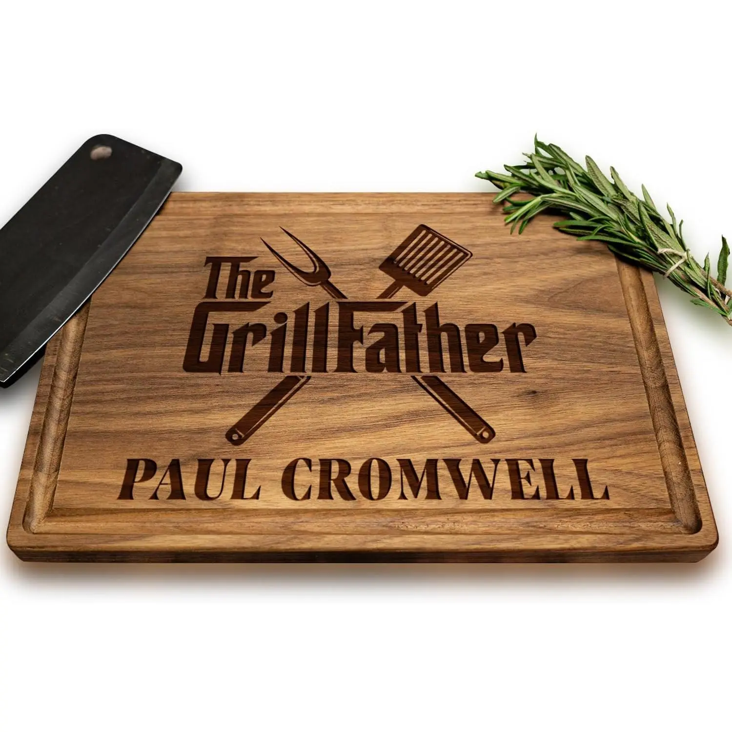 Personalized Grillfather Wooden Chopping Board - Custom BBQ Grilling Board, Festive Gift for Dads (Husbands, Grandpas, Fathers-in-Law) for Father’s Day Home Supplies