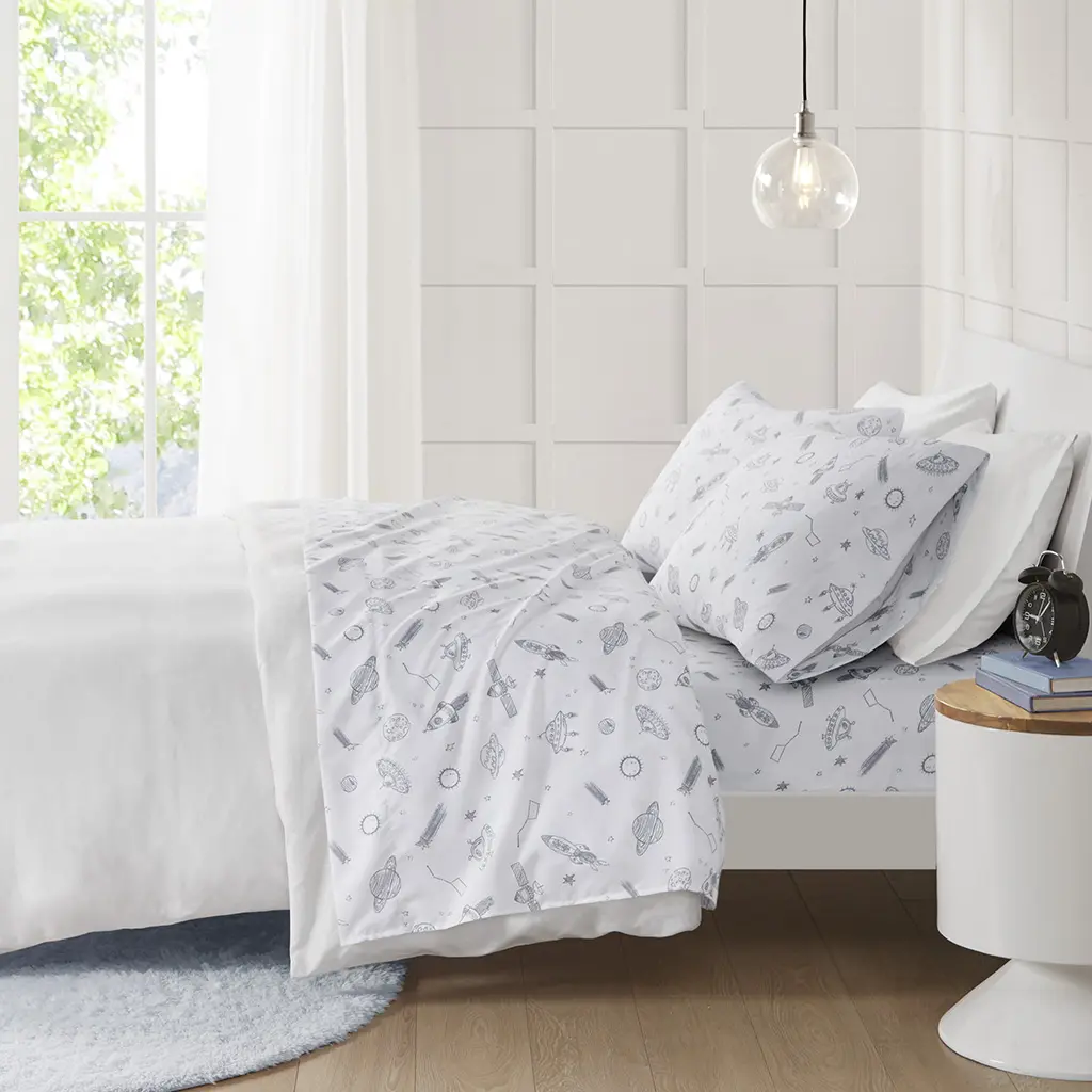 Novelty Print Microfiber Sheet Set for Bedroom - OEKO-TEX Certified, Wrinkle-Free, Benzoyl Peroxide Resistant