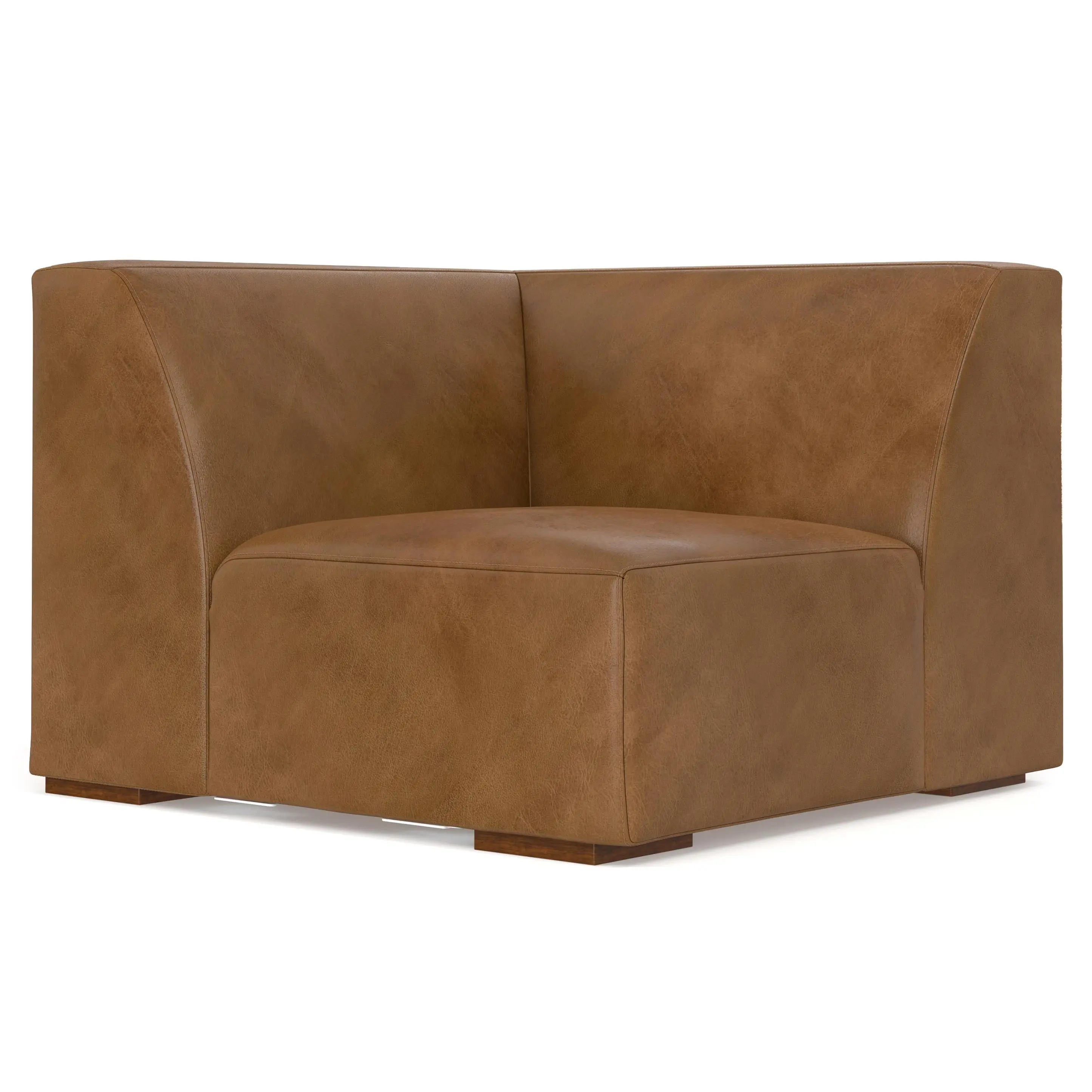 Modern Genuine Leather Rex Corner Module - Upholstered L-Shape Genuine Leather Sectional, High-Resilience Webbing, Modular Couch Living, Corner Turning Sofas & Couches, High Quality Handcrafted Option