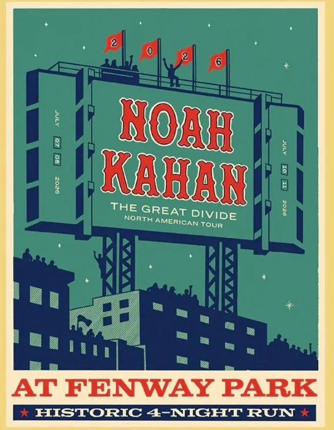 Noah Kahan The Great Divide Fenway Park Tour Poster July 2026