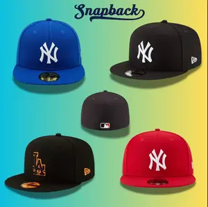 New Era Team Logo Baseball Cap – MLB Flat Brim Snapback Hat for Men Women, LA Dodgers Yankees Cardinals Pirates Braves Streetwear Fashion Adjustable Casual Sport Cap