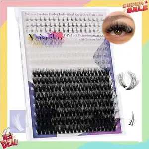 Wispy Lash Clusters with Bottom Lashes Black and White Eyelashes 10-22mm Thick Cluster Eyelash Extensions 294Pcs Wispy Individual Lashes with White Eyelash Clusters Plant Fibers Lashes Clusters