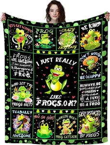Frog Blanket Gifts for Frog Lovers, Soft Cozy Flannel Anime Cute Frogs Throw Blankets Bed Sofa Couch Birthday Gifts for Frog Lovers Women Girls