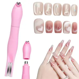 3 in 1 Cat Eye Nail Magnet, Versatile Magnet Tool for Cat Eye Polish Heart Shaped Round Multifunctional Accessories for Studio Home DIY Salo (Pink)