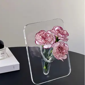 Modern Acrylic Vase, Creative Frame Vase, Transparent Rectangular Design, Home Decor, Office Desk Decoration, Ideal Gift for Holidays, Mother's Day, Friends