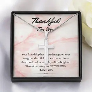 Cross Necklace, Thankful For You, Miss Best Friend, Friendship Necklace, Best Friend Gift Jewelry Necklace, Soul Sister Gift, BFF Necklace