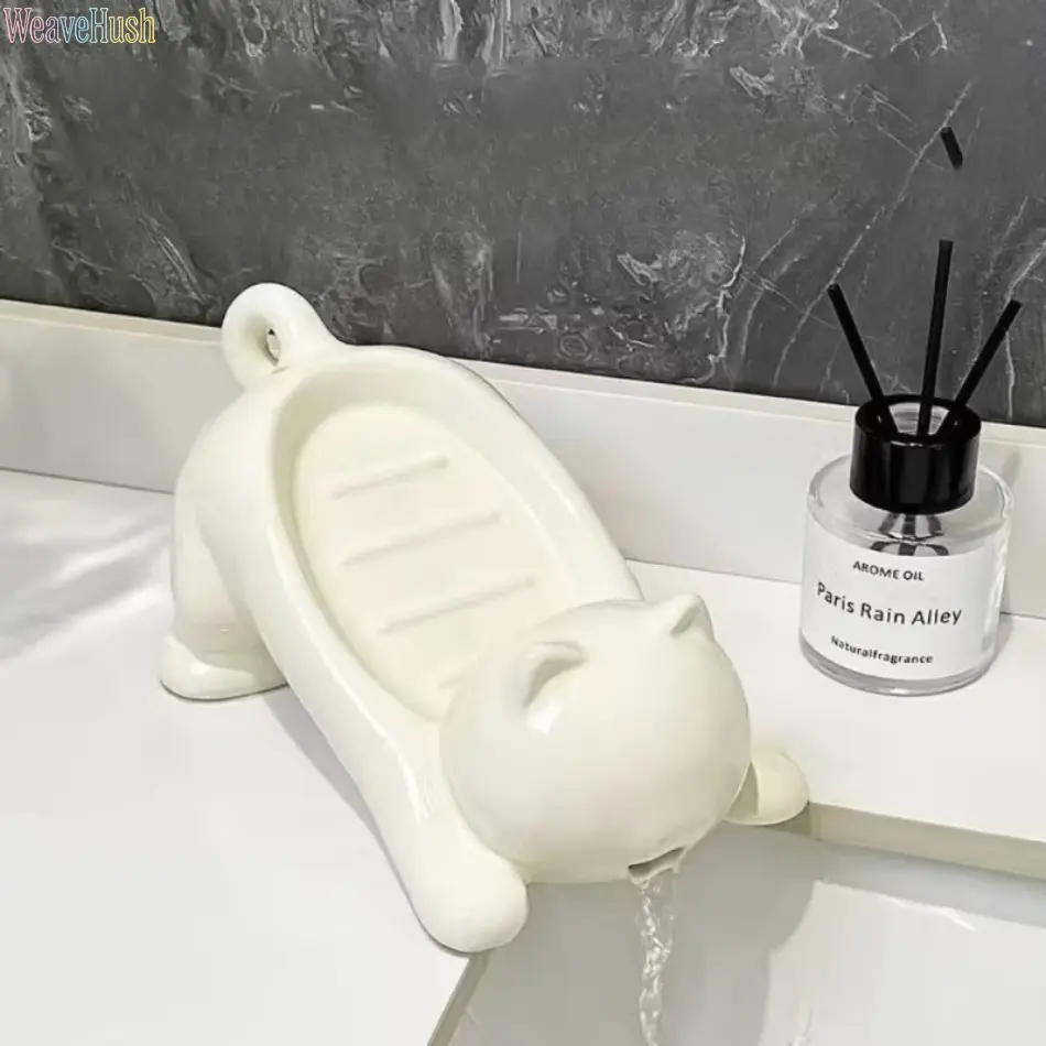 2026 New Cute Cartoon Cat Drain Soap Box, Creative Personalized Soap Dish with Self-Draining Design, Durable Household Bathroom Soap Holder, Non-Slip Quick-Drying Soap Saver, Adorable Kitty Style for Home Bathroom Sink Shower & Countertop Organization,sum