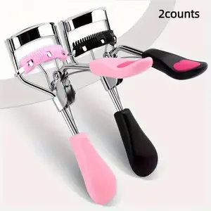 2-Piece Heart Shaped Eyelash Curler Set with Comb, Stainless Steel Professional Eyelash Curling Tool, Manual Operation No Battery Required
