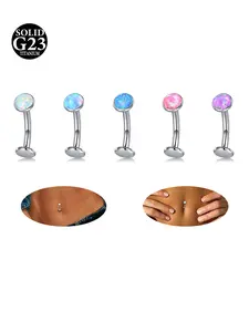 Silver Titanium Floating Belly Button Rings Belly Ring Belly Button Ring Belly Rings Internally Threaded Belly Button Piercing Jewelry Opal Navel Barbell Rings Navel Piercing Jewelry Navel Ring Belly Hoops