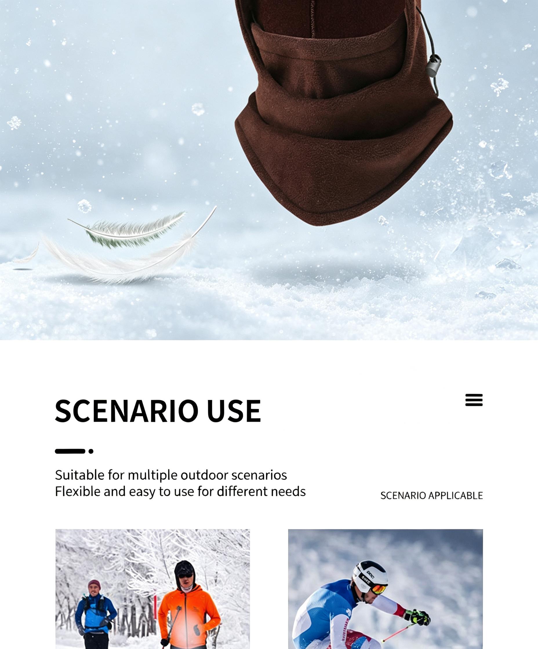 Adjustable winter cycling face mask/headgear, dustproof and warm design, suitable for skiing and outdoor sports, made with windproof fleece and thickened warm fleece face and neck warmer.