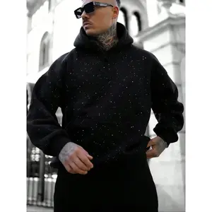 Men's Regular Fit Star Print Hoodie, Fashion Casual Hooded Sweatshirt for Daily Holiday Outdoor Wear, Men Clothes for Fall & WinterNJSS