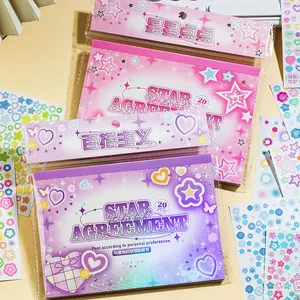 Multi-Style Polco Deco & Mini Geometric Sticker Book - 20-40 Sheets Kawaii Die-Cut Color Shapes Star Confetti for Kpop Toploader Bujo Scrapbooking