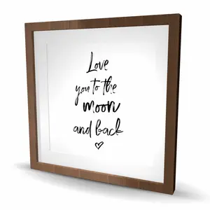 212 MAIN Hygge Black Framed Matted Heart Design Wall Art Print, 24x24 in, "Love You To the Moon & Back" Artwork for Home Decor (C1FM2424S50PC9), Artwork Prints, Decorative Frame Prints