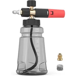 Dude, this foam cannon makes car wash day so much better. Wide mouth (no mess), 1/4" quick connect, adjustable foam, plus a spare 1.1mm nozzle. Grey. You need this！ high pressure car wash gun irrigation supply summergarden