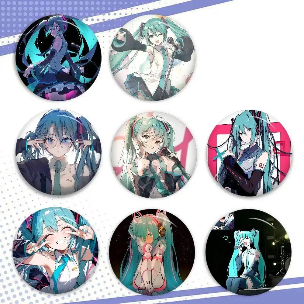 H-Hatsune Anime Miku Anime Button Pin Handmade Brooch For Clothes Cartoon Badge Backpack Decoration Jewelry Accessories