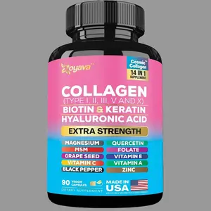Zoyava Multi Collagen Capsules Type I II III V X, Infused with Biotin, Keratin, Hyaluronic Acid & 13 Plus Premium Ingredients, Supports Skin Hair Nail Joint & Overall Health, 90 Capsules, Made in USA Dietary Supplement Fitness Edible