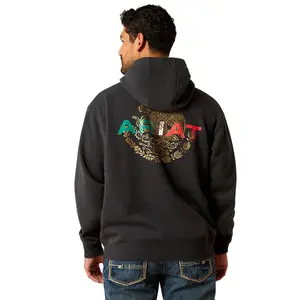 ARIAT MEXICO FLAG LOCKUP BLACK MEN'S HOODIE