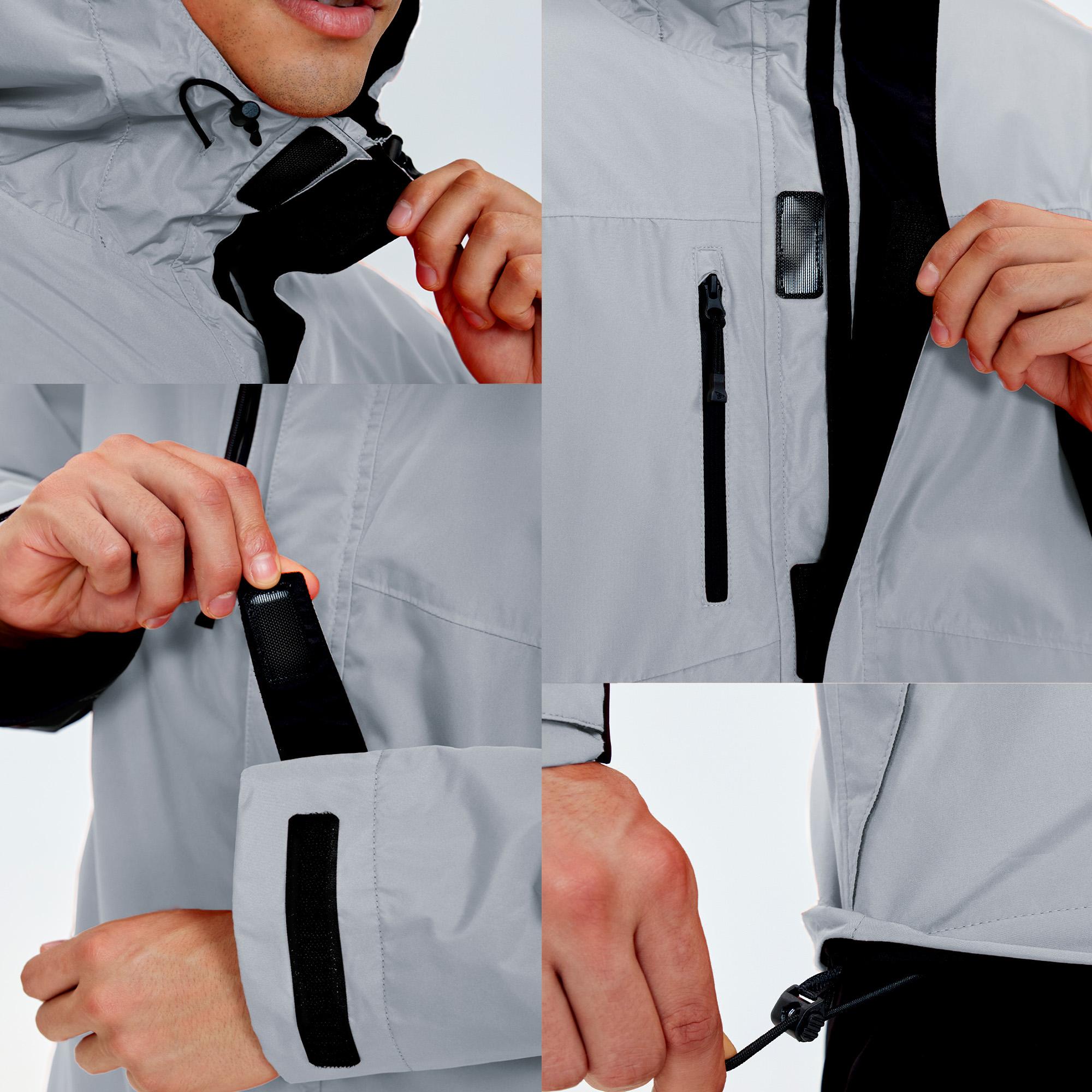 RODEEL 719 Men’s Waterproof Jacket and Pants Set Rainproof Lightweight Breathable Full Zip Hooded Rain Coat Durable Weatherproof Rain Suit Windbreaker Workwear for Walking Hiking Camping Fishing Boating Construction Roofing Landscaping
